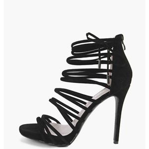 Boohoo rose multi strap heel black
